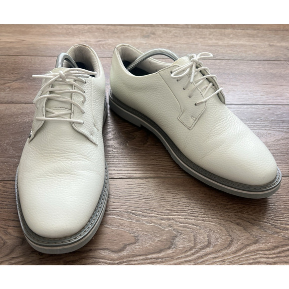 G/FORE Gallivanter Golf Shoes Mens 11 Pebble Leather White Gray G4MC0EF01 - Picture 1 of 13